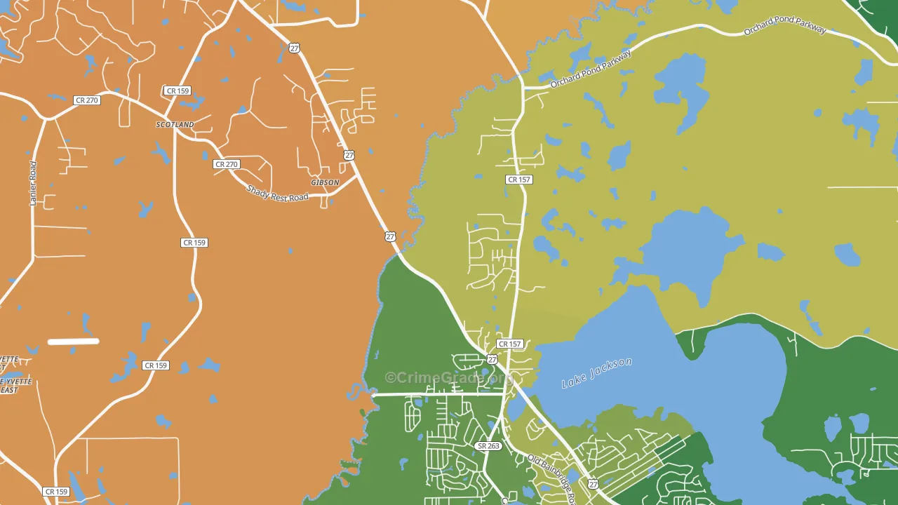 Gibson, FL Map of Burglary Rates