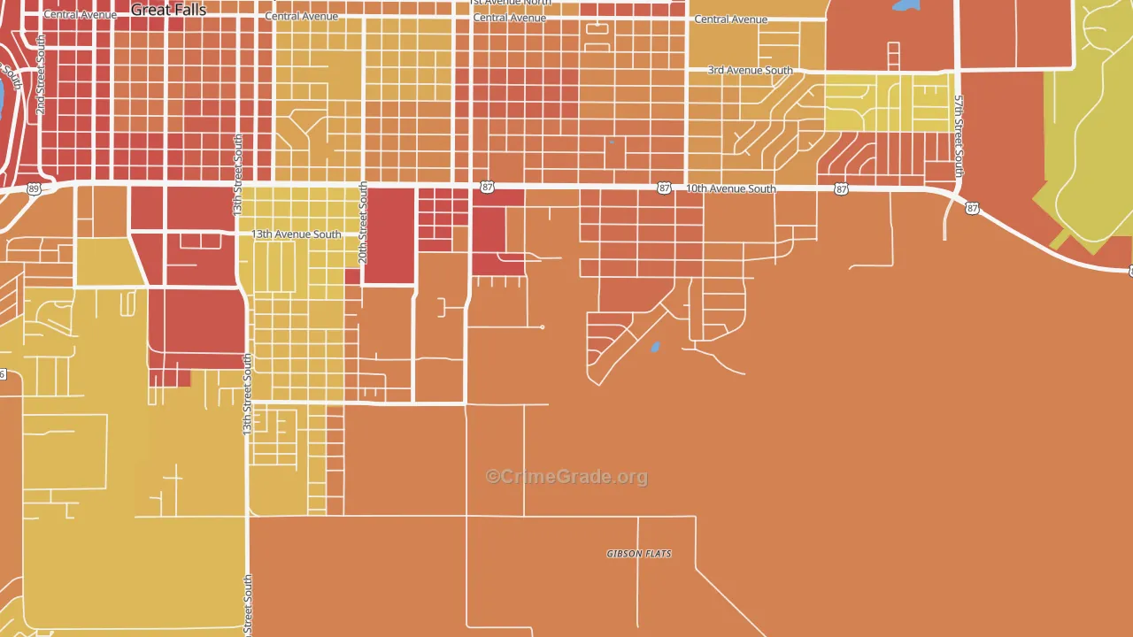 Gibson Flats, MT Map of Burglary Rates