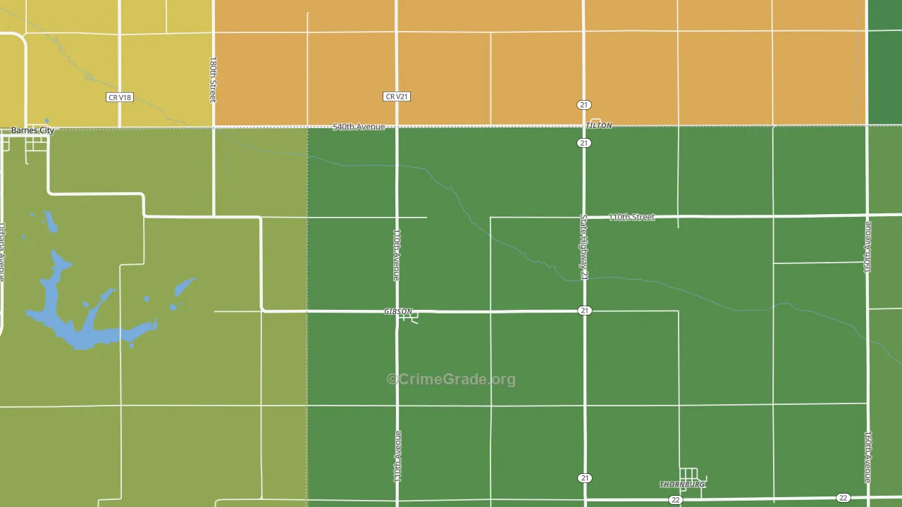Gibson, IA Map of Burglary Rates