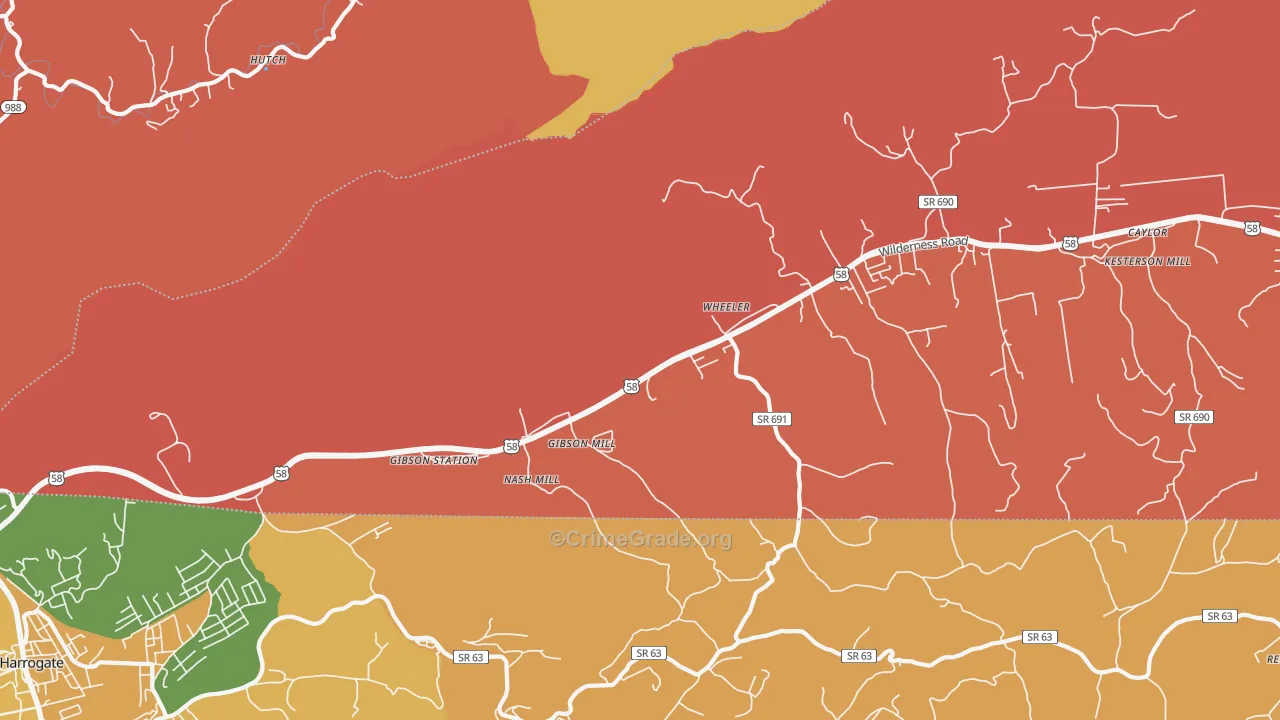 Gibson Station, VA Map of Burglary Rates