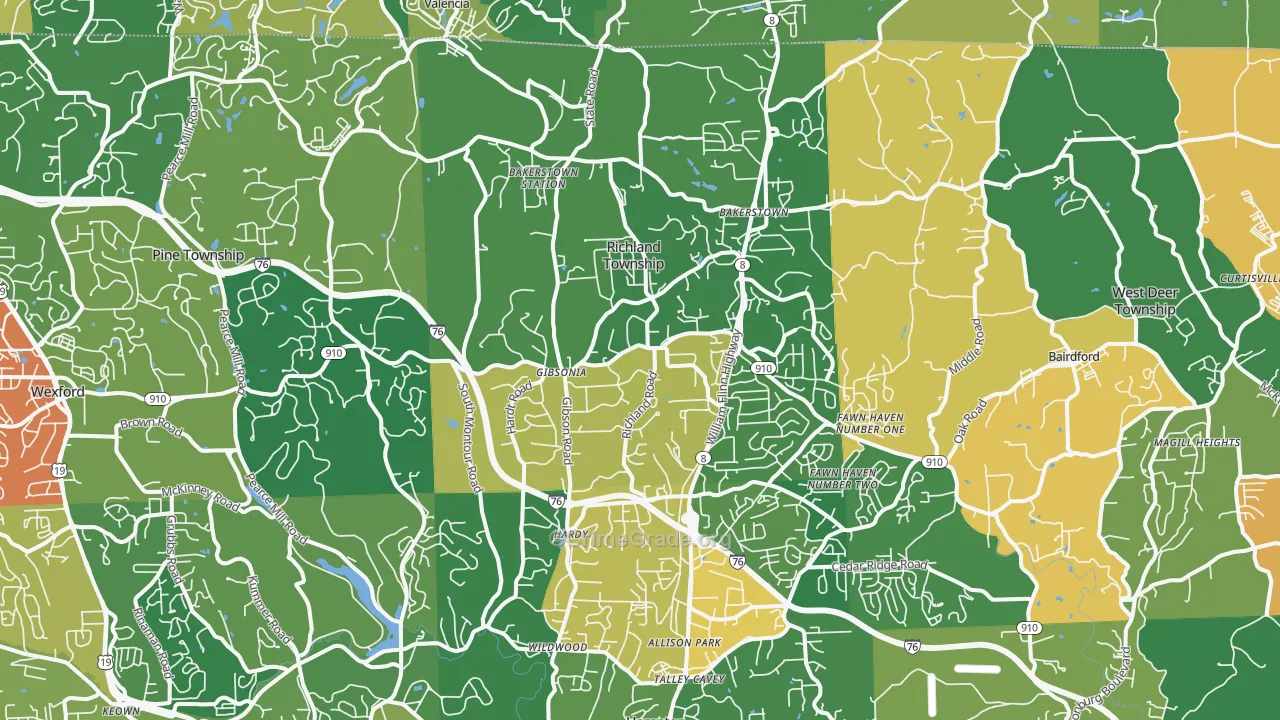 Gibsonia, PA Map of Burglary Rates