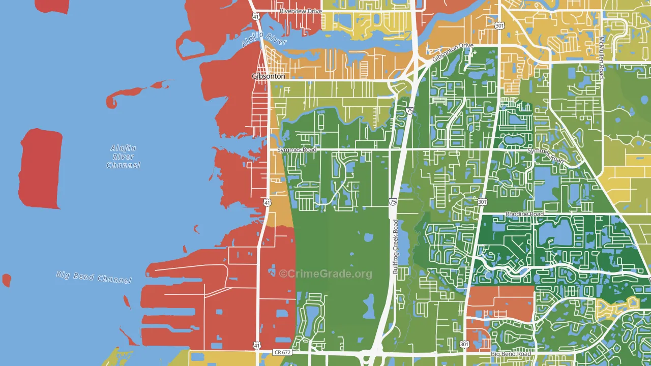 Gibsonton, FL Map of Burglary Rates