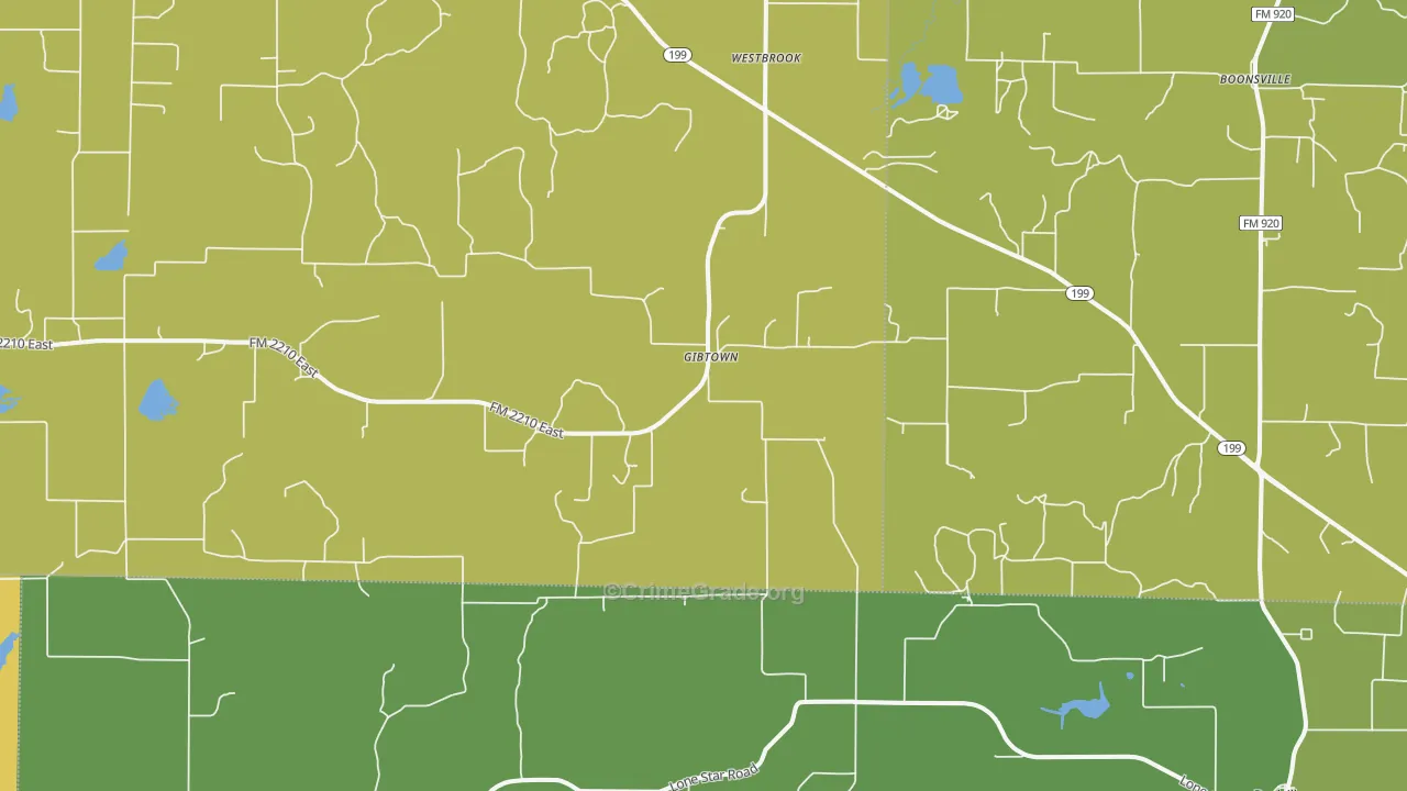 Gibtown, TX Map of Burglary Rates