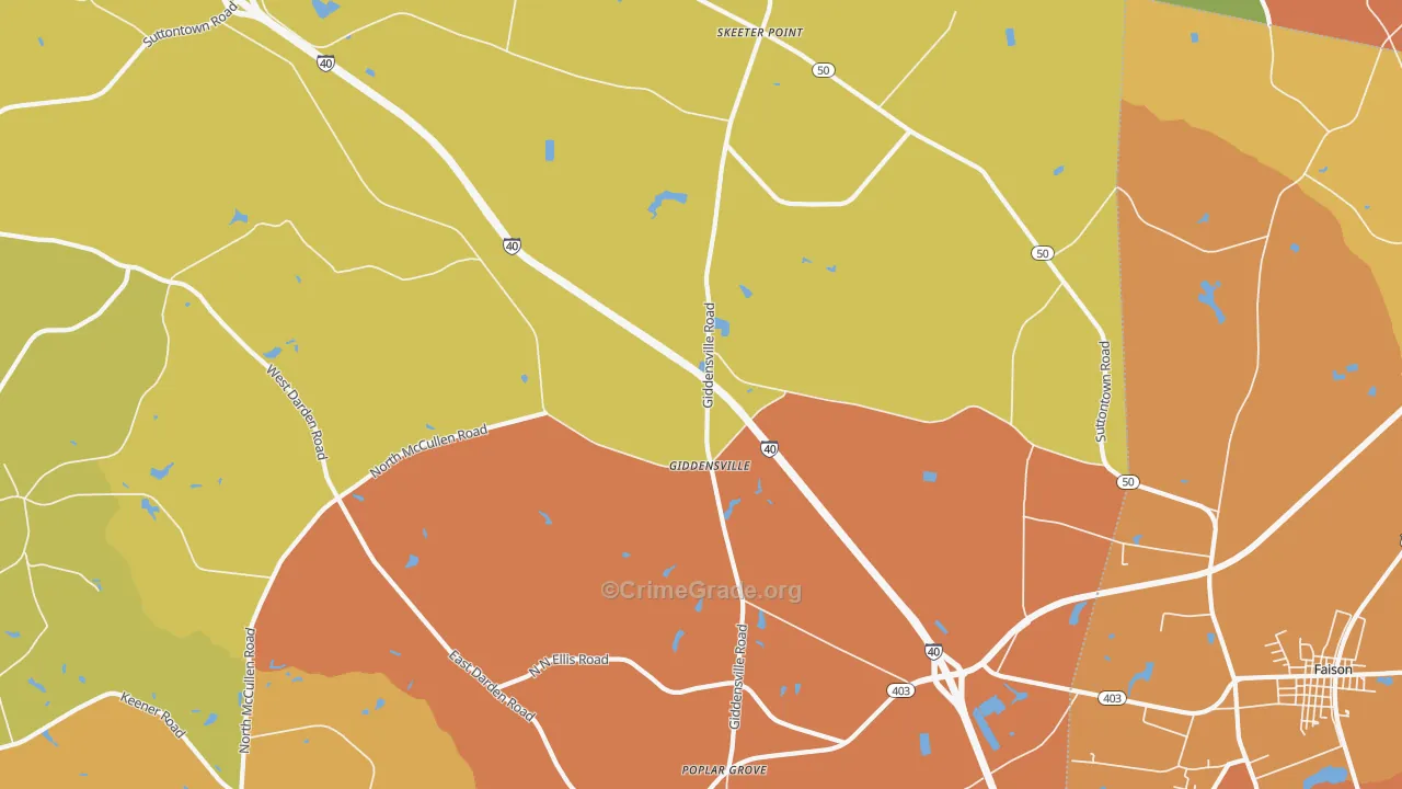 Giddensville, NC Map of Burglary Rates
