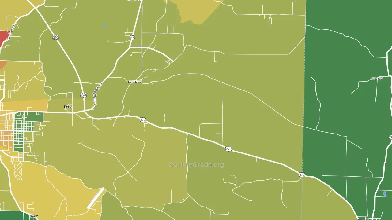 Gifford, AR Map of Burglary Rates