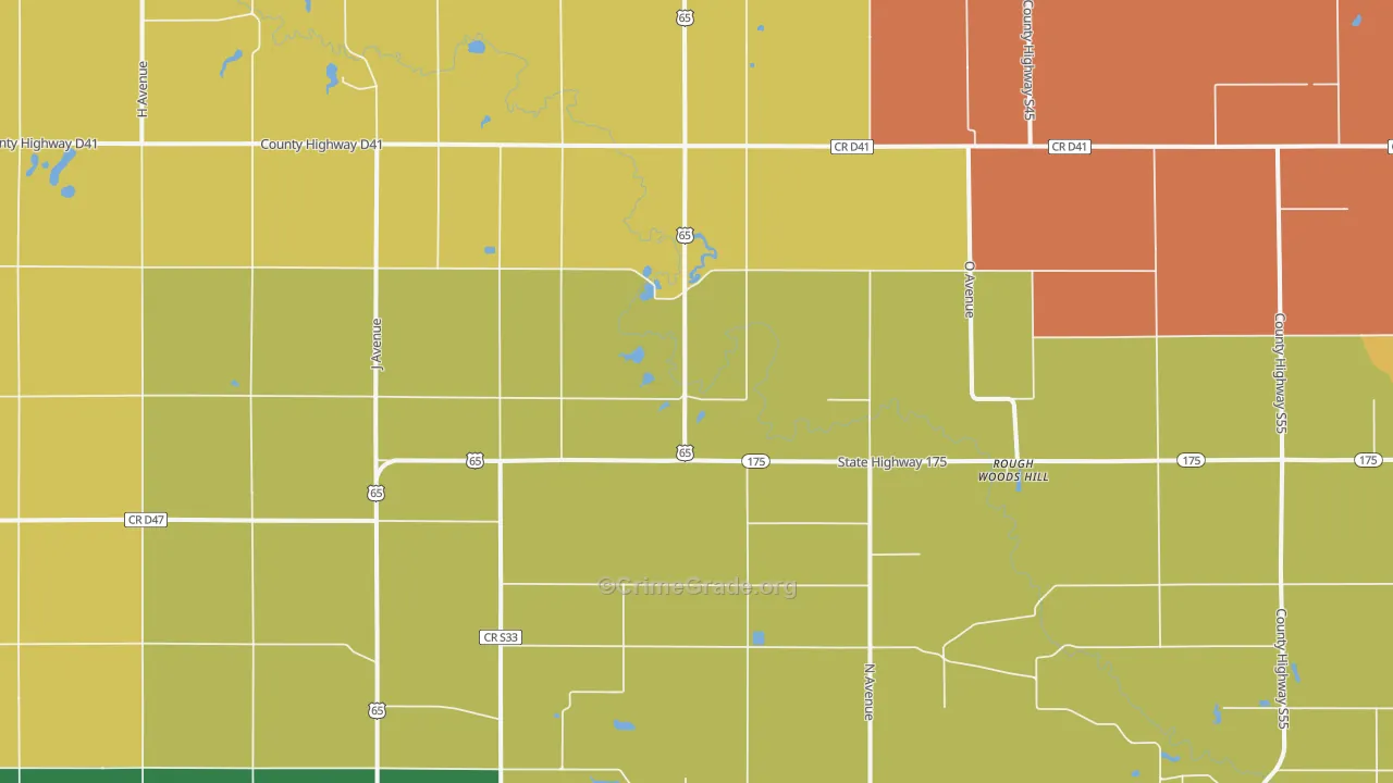 Gifford, IA Map of Burglary Rates