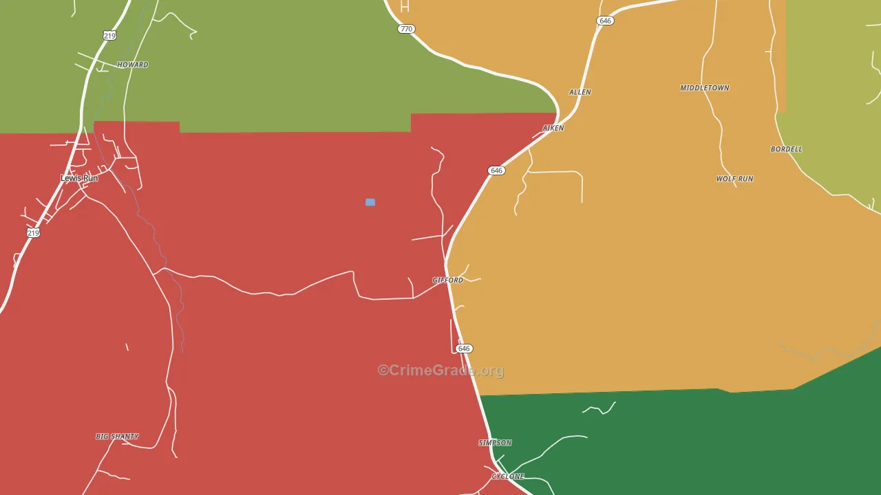 Gifford, PA Map of Burglary Rates