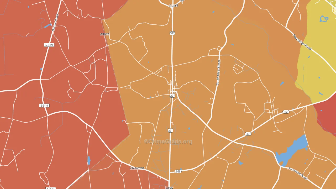 Gifford, SC Map of Burglary Rates
