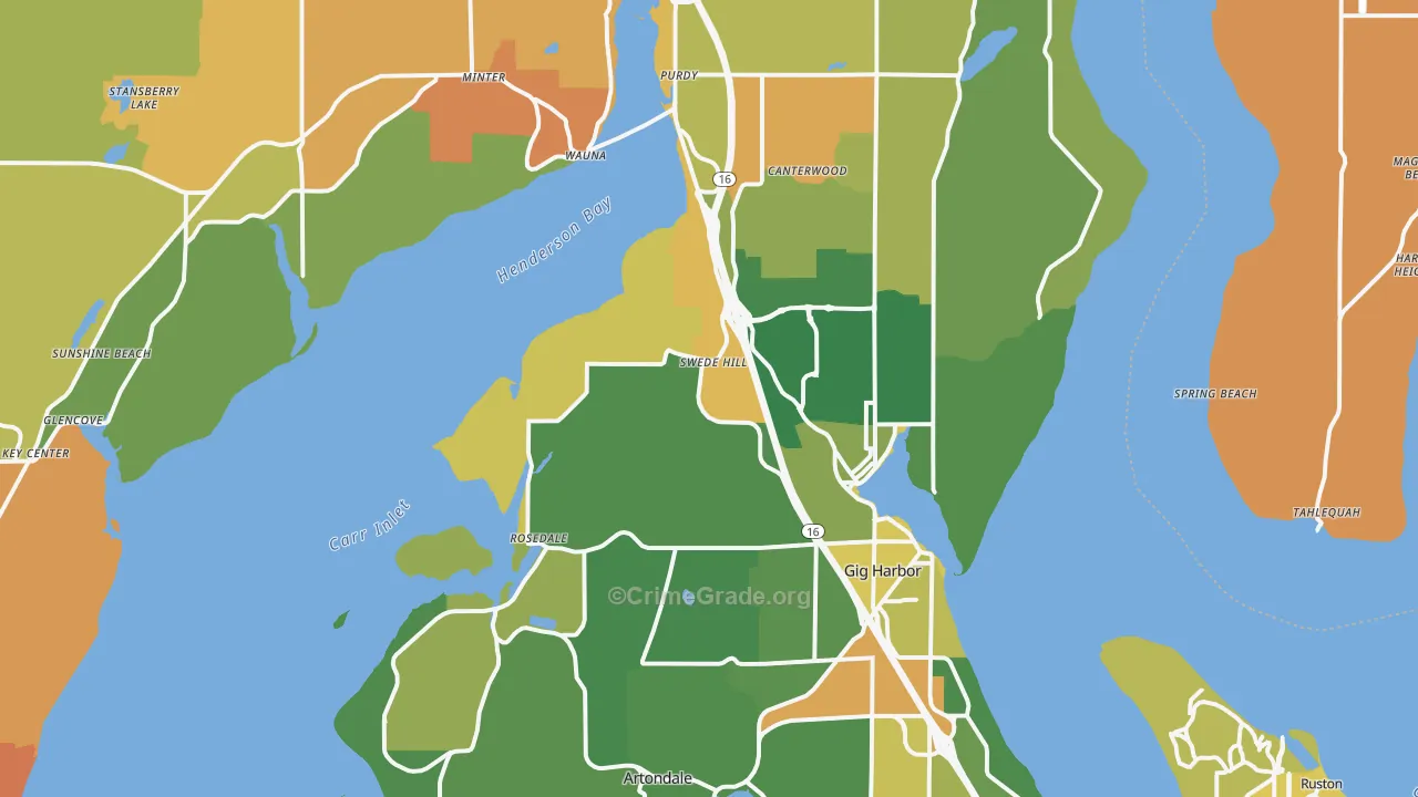 Gig Harbor, WA Map of Burglary Rates