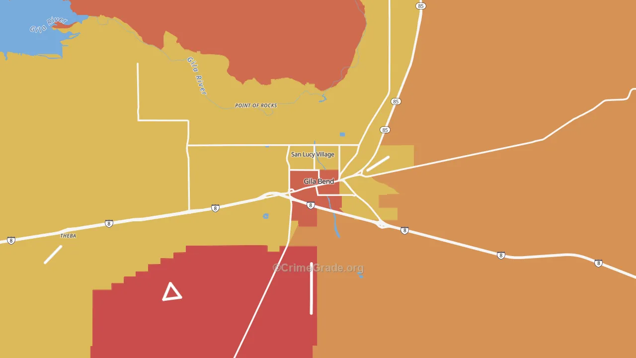 Gila Bend, AZ Map of Burglary Rates