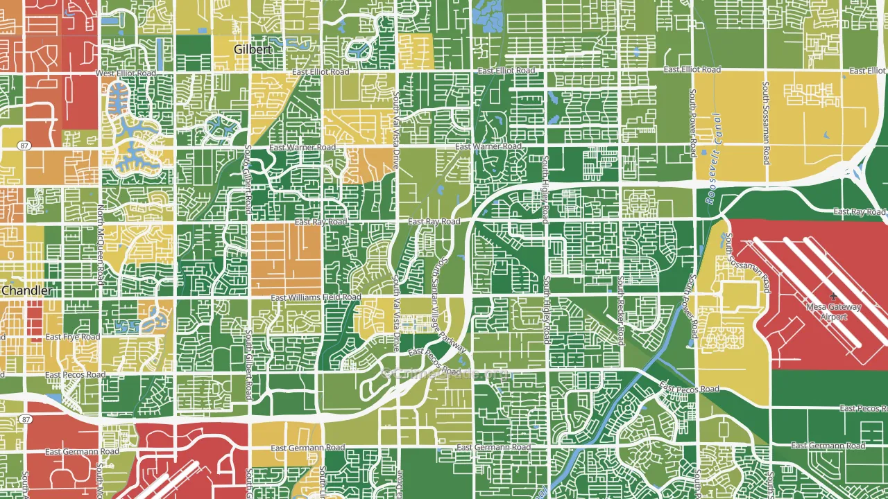 Gilbert, AZ Map of Burglary Rates