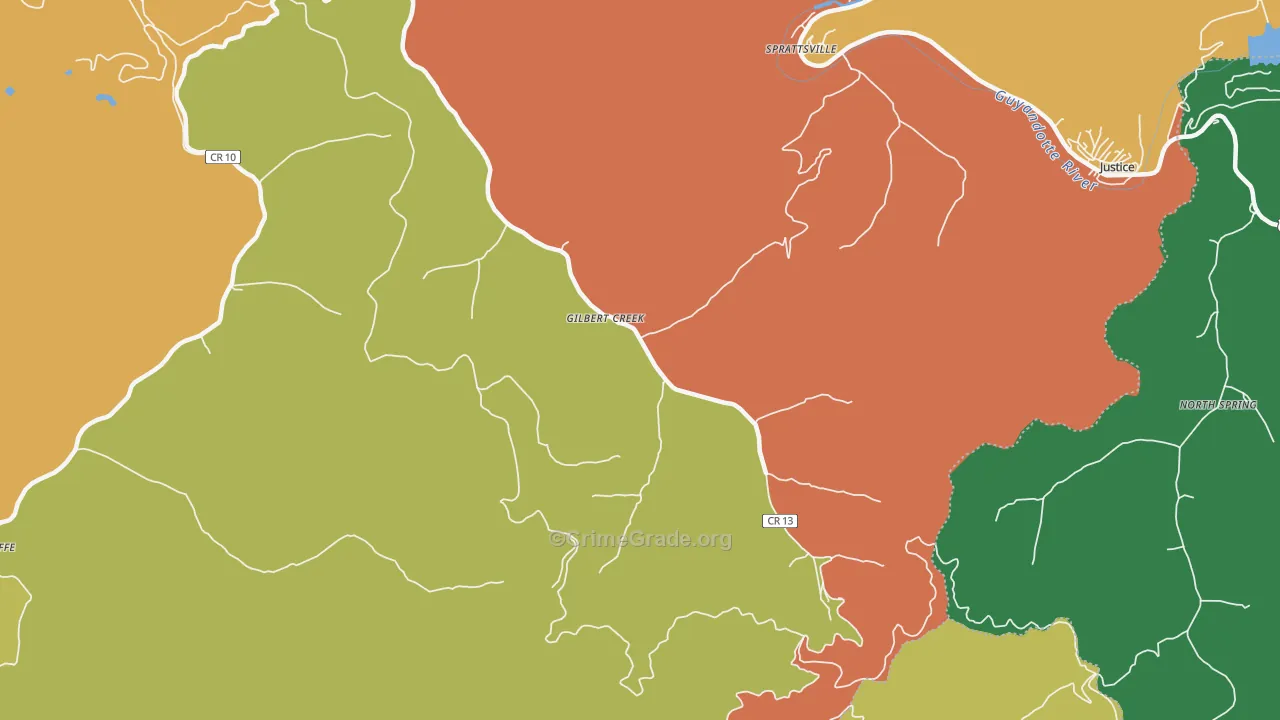 Gilbert Creek, WV Map of Burglary Rates