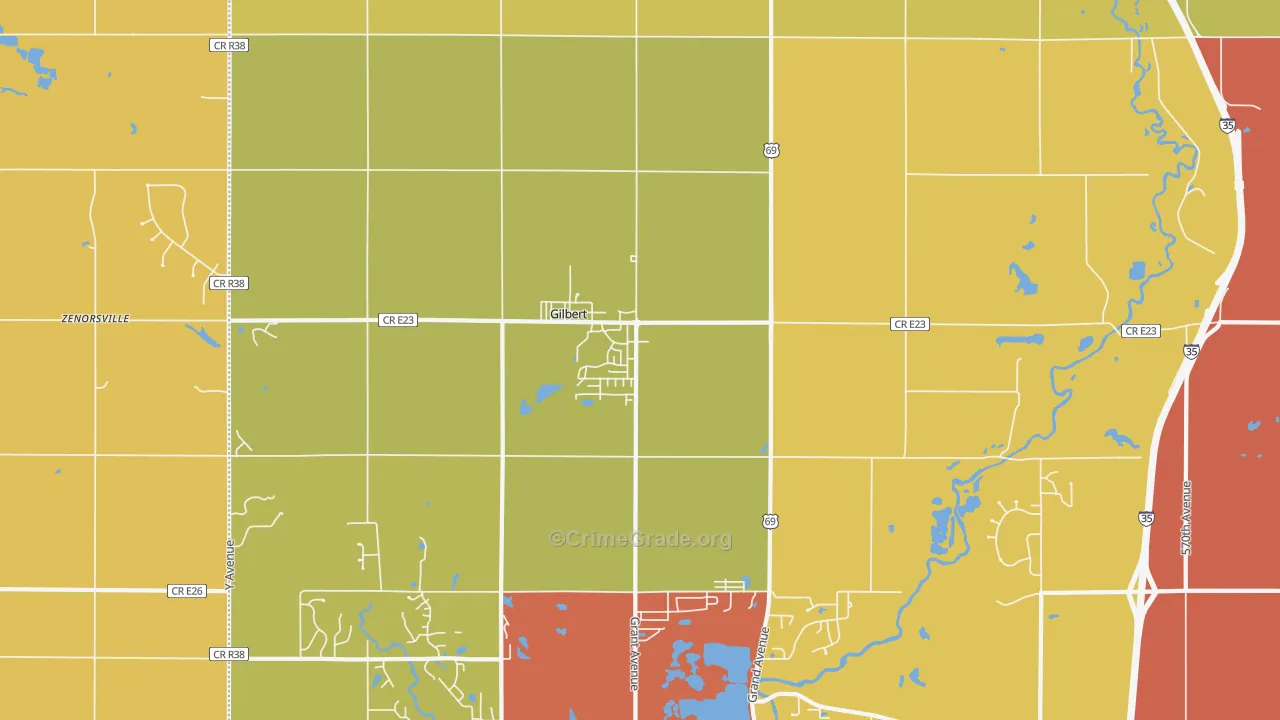 Gilbert, IA Map of Burglary Rates