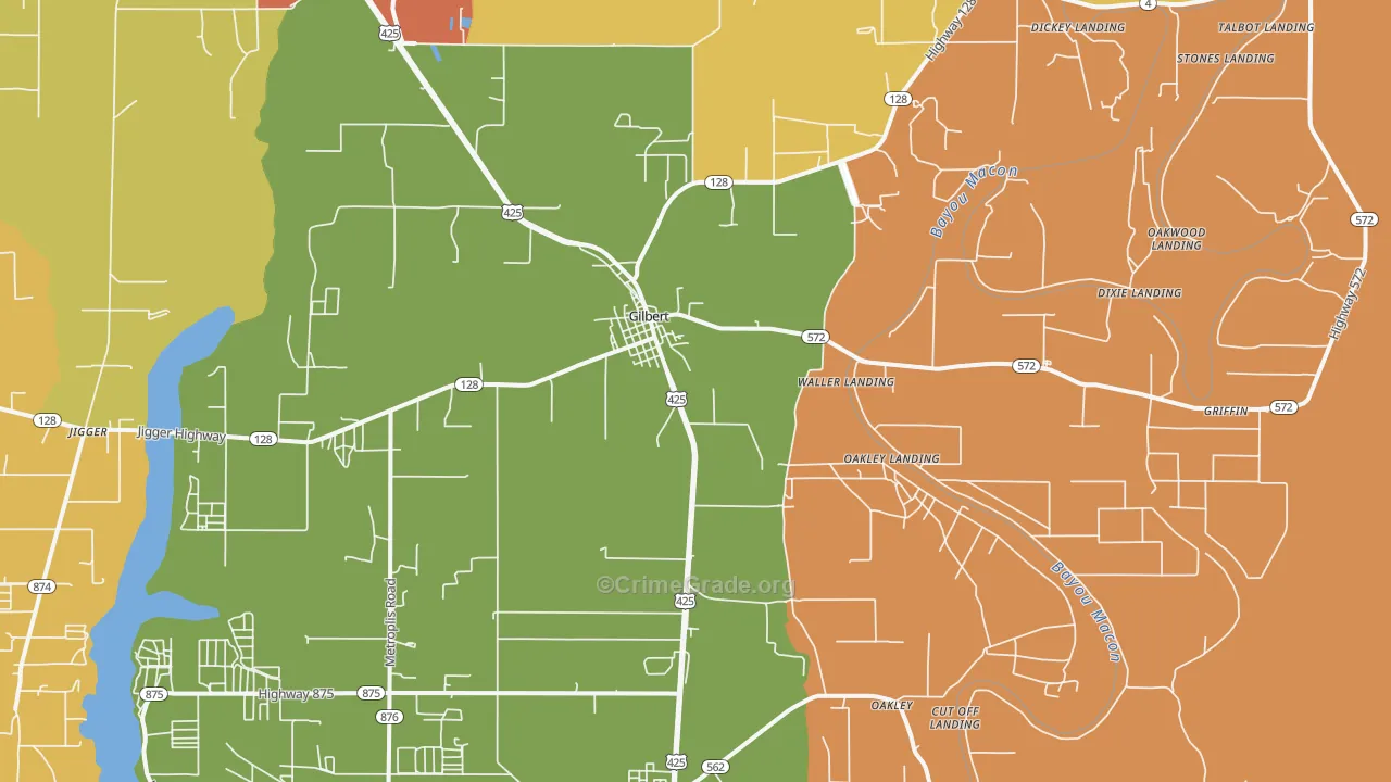 Gilbert, LA Map of Burglary Rates