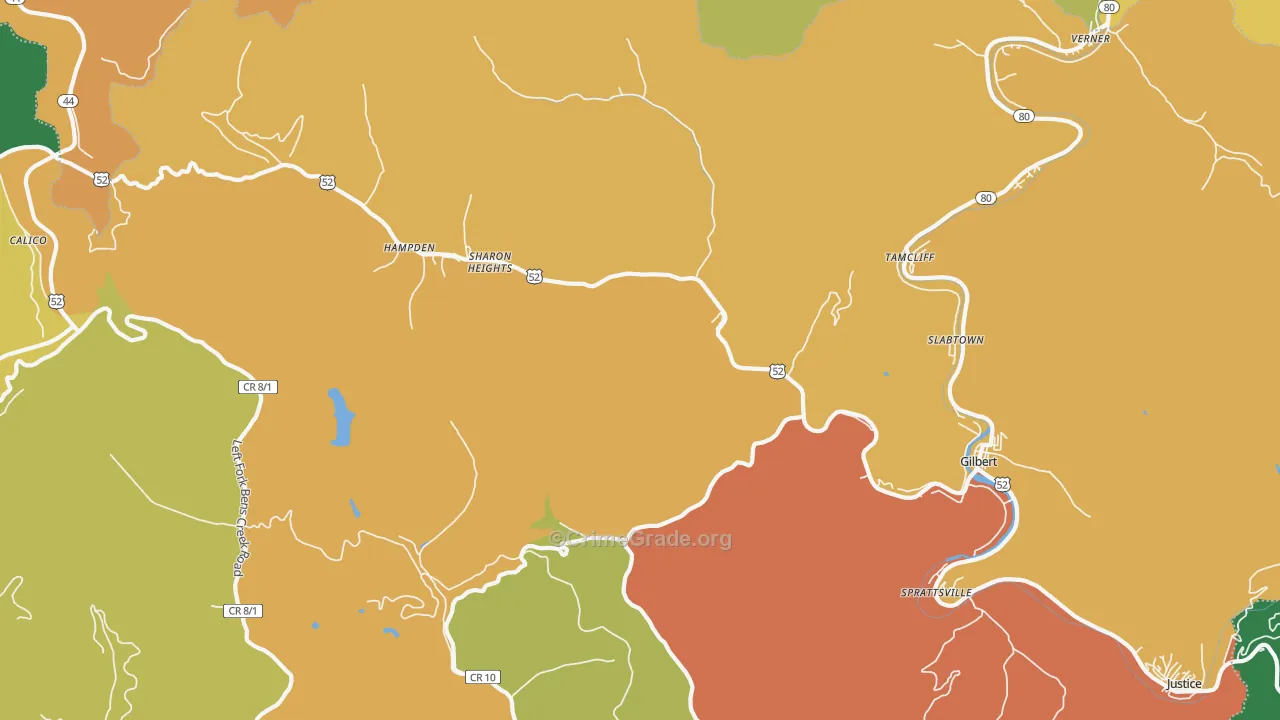 Gilbert, WV Map of Burglary Rates