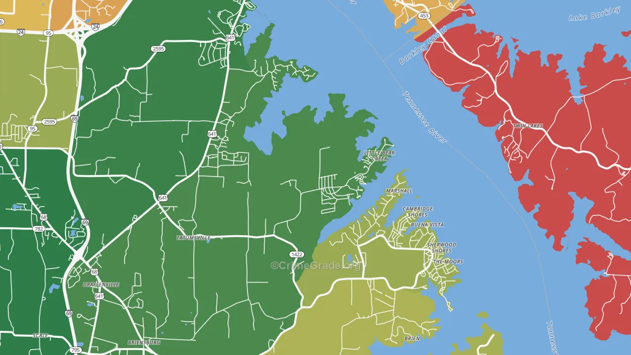 Gilbertsville, KY Map of Burglary Rates