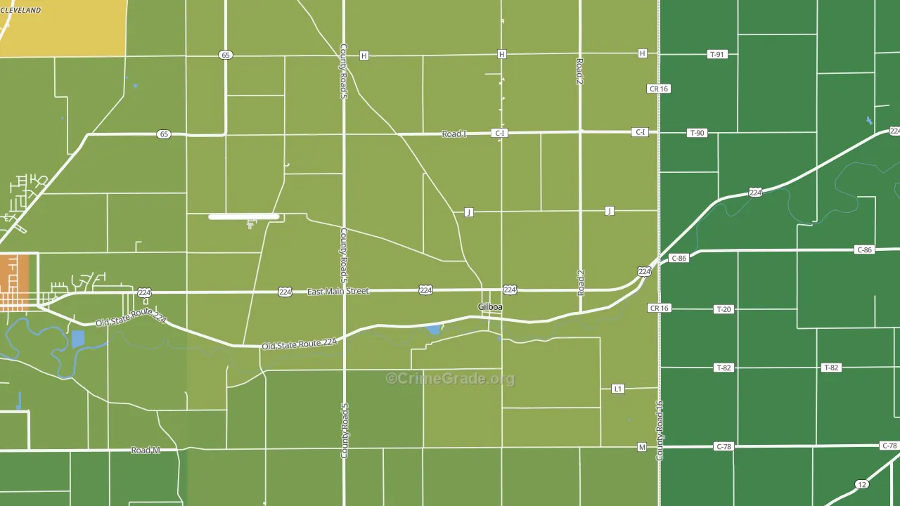 Gilboa, OH Map of Burglary Rates
