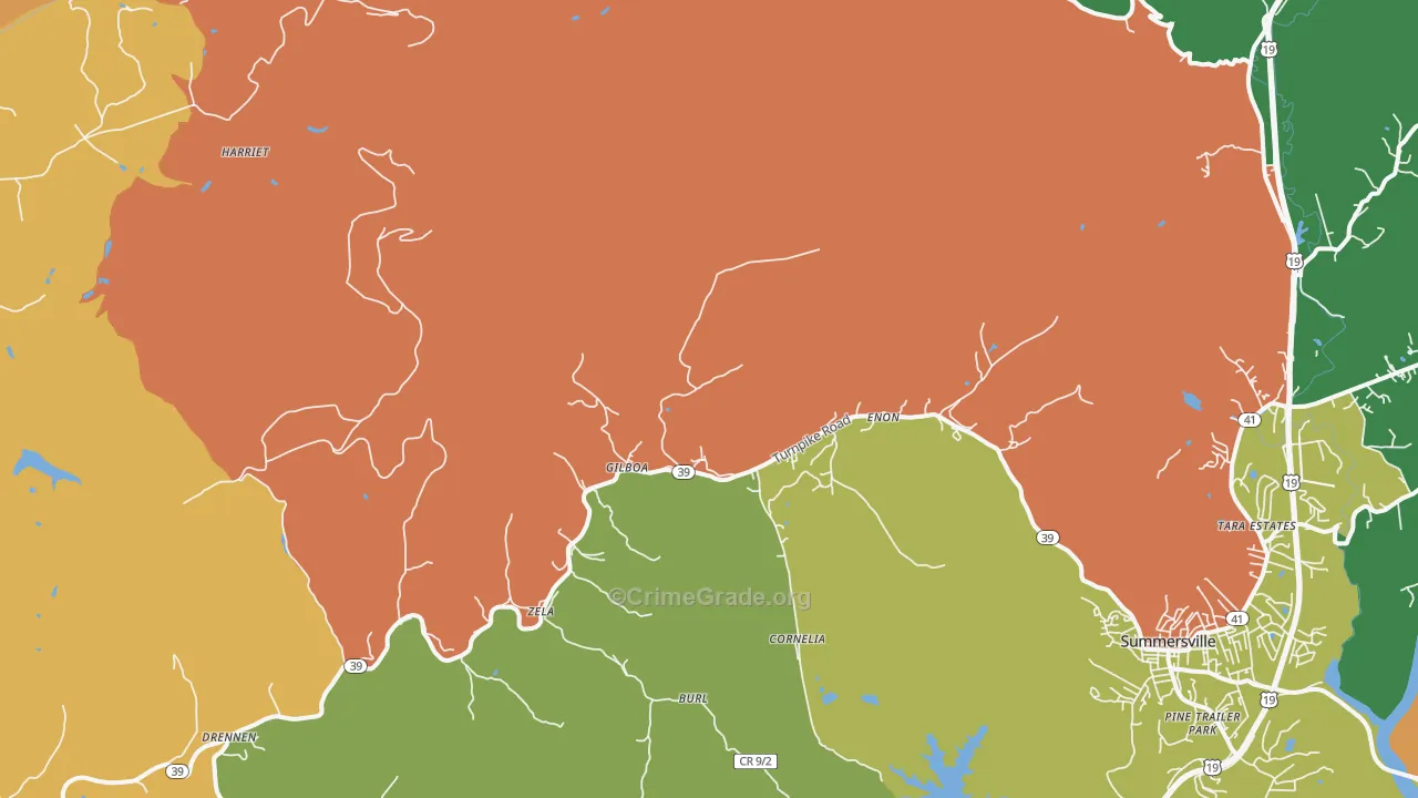 Gilboa, WV Map of Burglary Rates