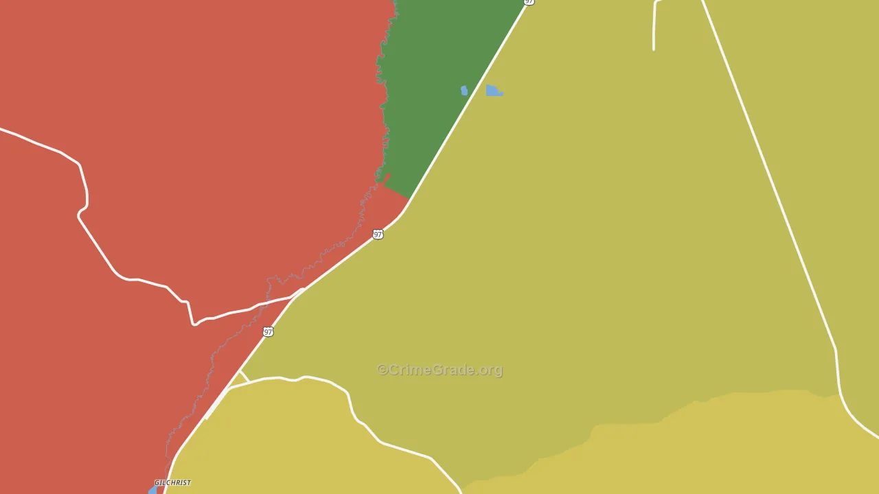Gilchrist, OR Map of Burglary Rates