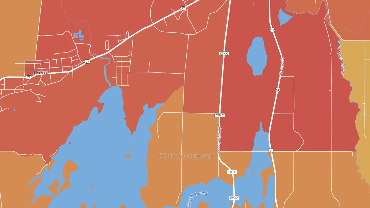 Gile, WI Map of Burglary Rates