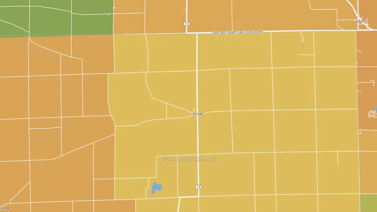 Gilead, IN Map of Burglary Rates