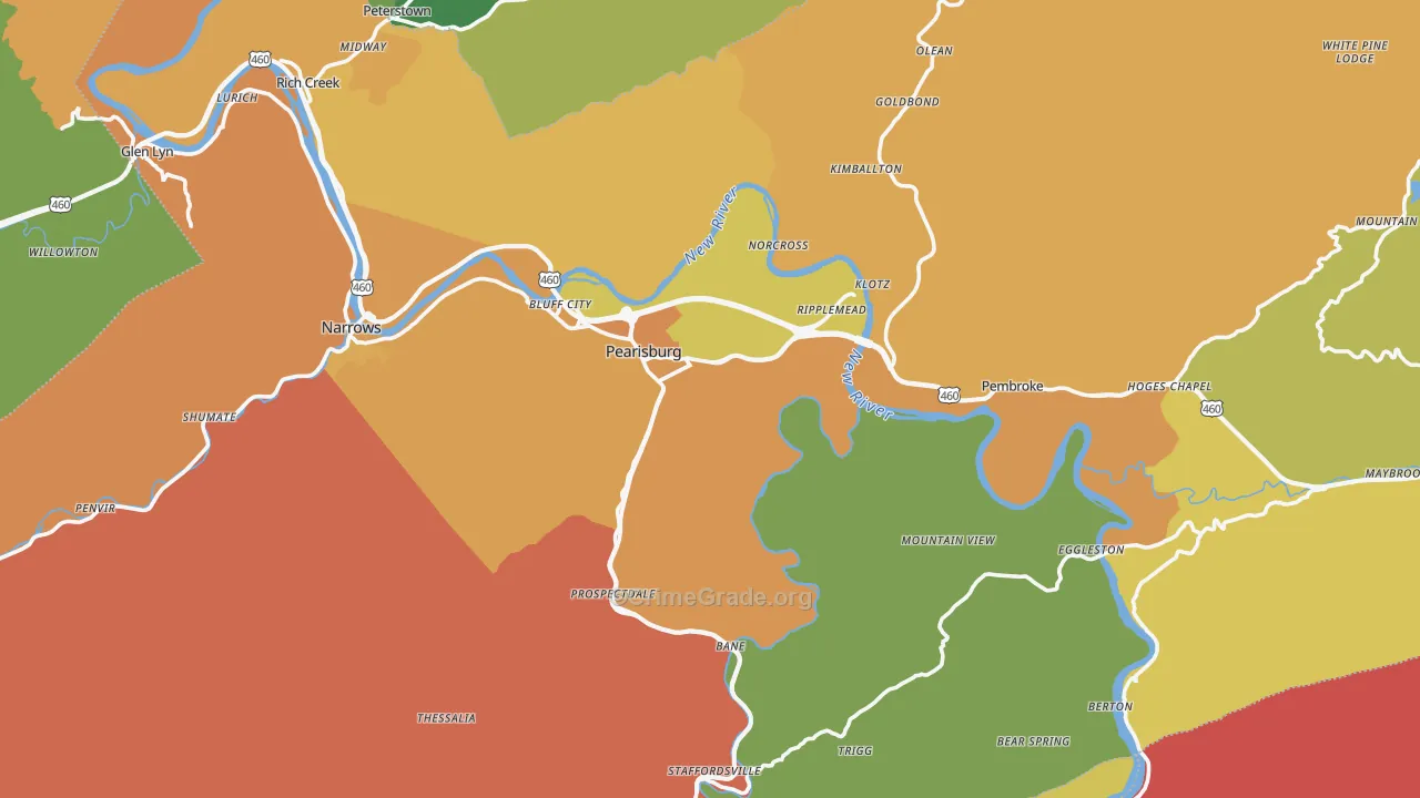 Giles County, VA Map of Burglary Rates