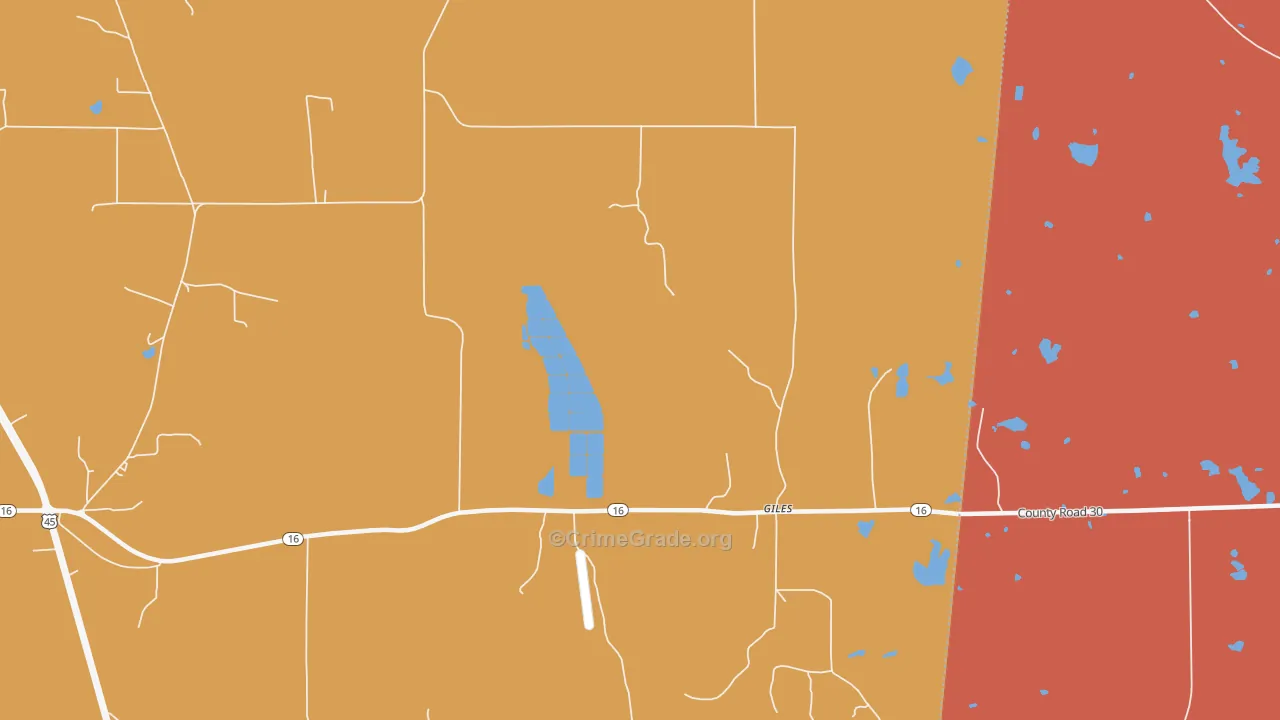 Giles, MS Map of Burglary Rates