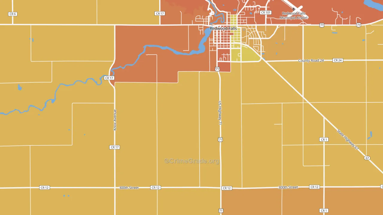 Gilfillan, MN Map of Burglary Rates