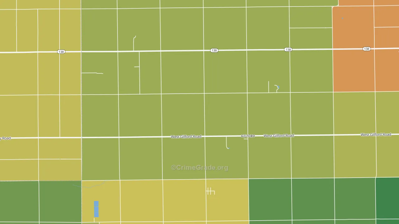Gilford, MI Map of Burglary Rates