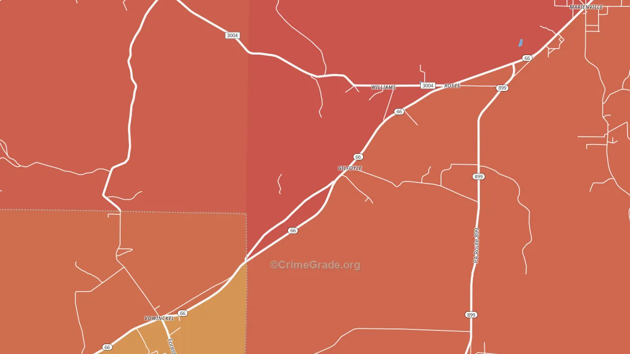 Gilfoyl, PA Map of Burglary Rates