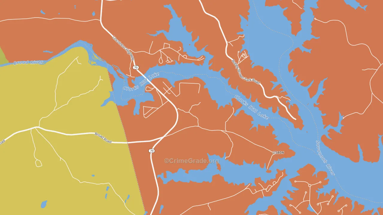 Gill, GA Map of Burglary Rates