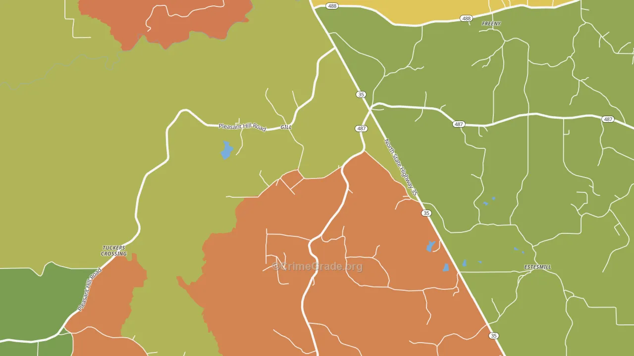 Gill, MS Map of Burglary Rates