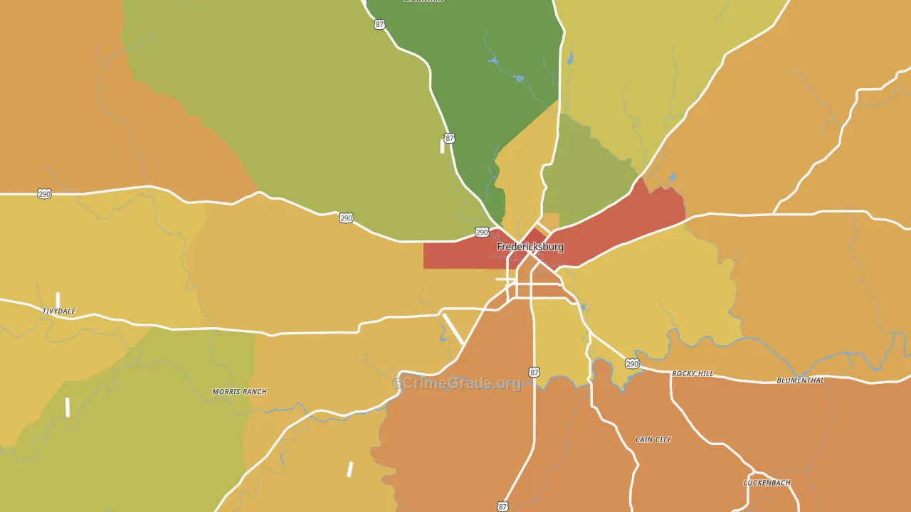 Gillespie County, TX Map of Burglary Rates