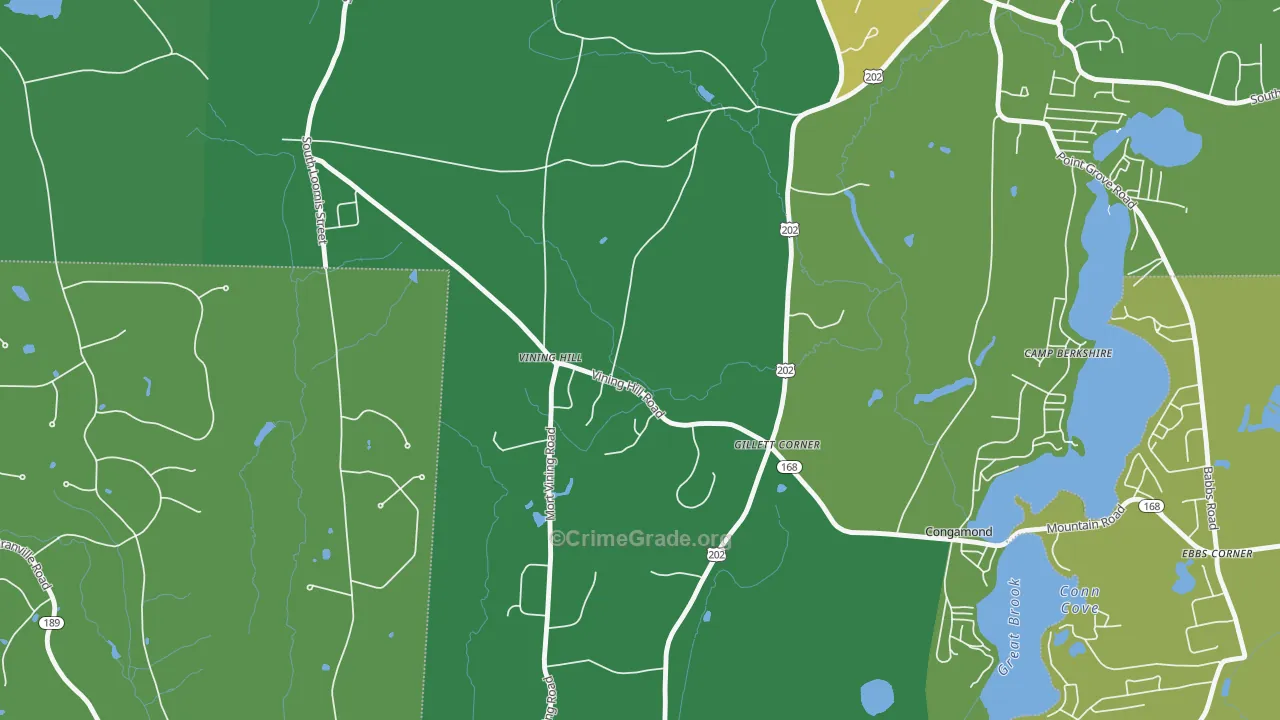 Gillett Corner, MA Map of Burglary Rates