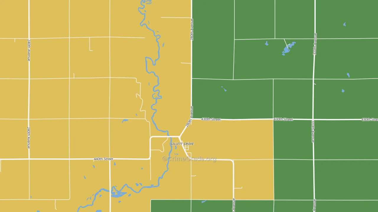 Gillett Grove, IA Map of Burglary Rates