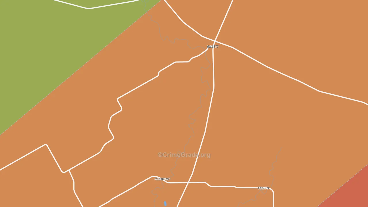Gillett, TX Map of Burglary Rates