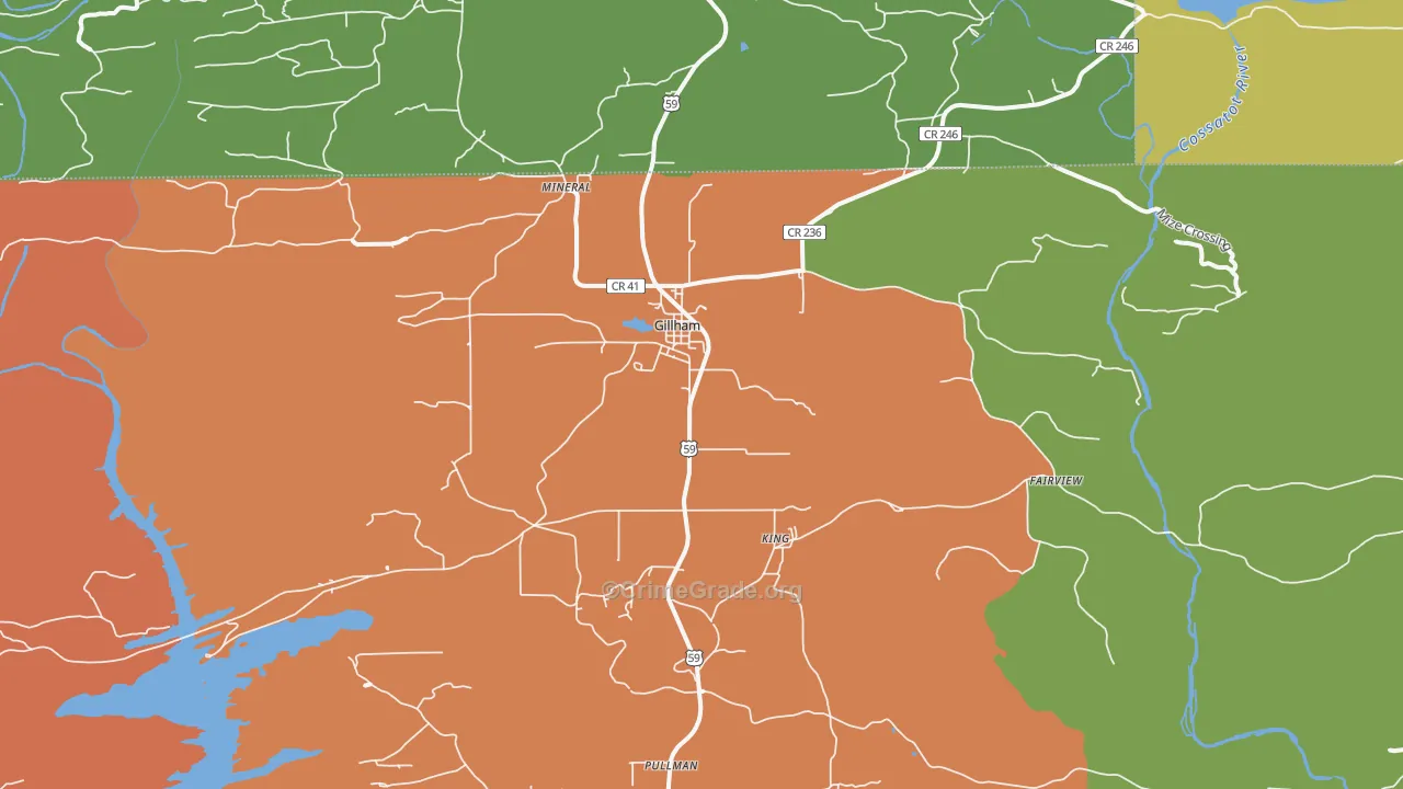 Gillham, AR Map of Burglary Rates