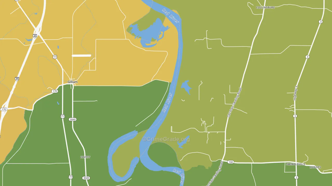 Gilliam, LA Map of Burglary Rates
