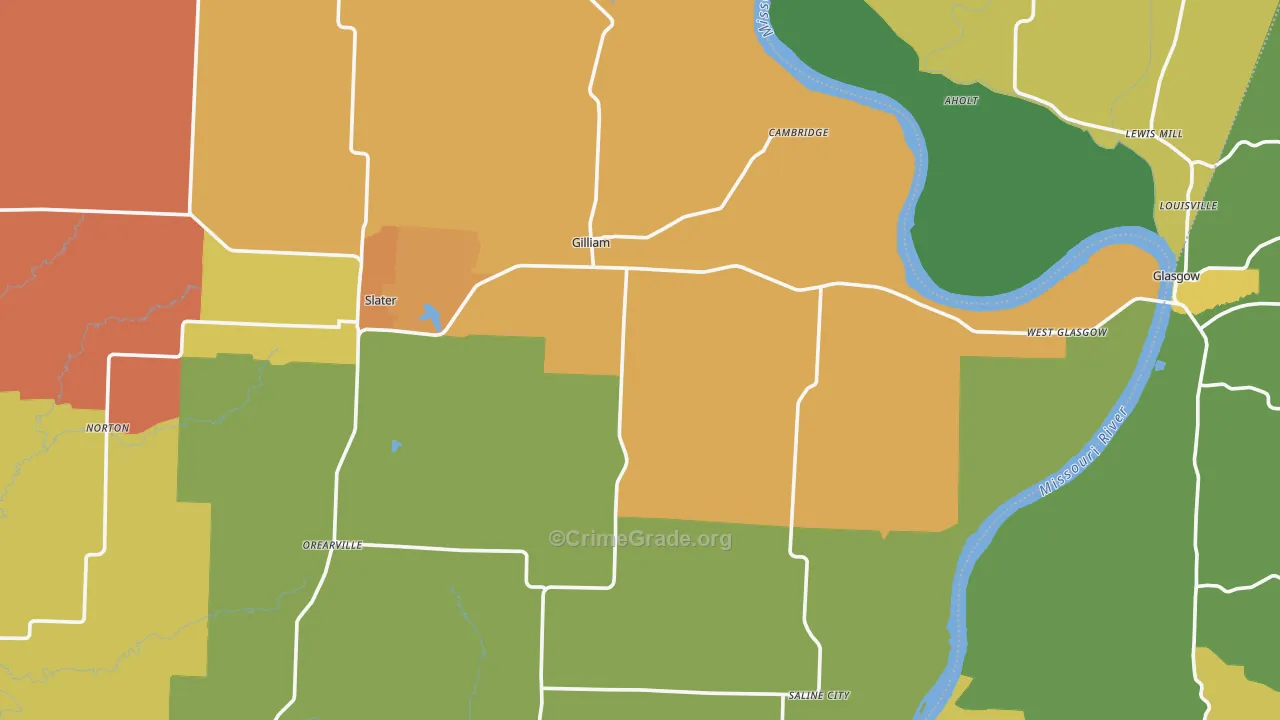 Gilliam, MO Map of Burglary Rates
