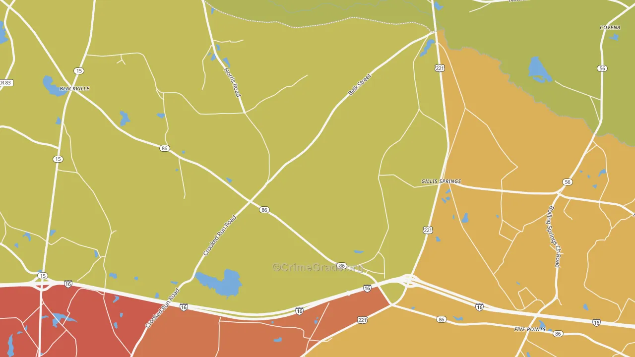 Gillis Springs, GA Map of Burglary Rates