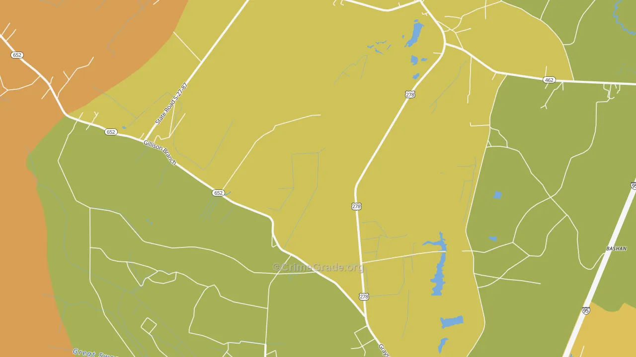 Gillisonville, SC Map of Burglary Rates
