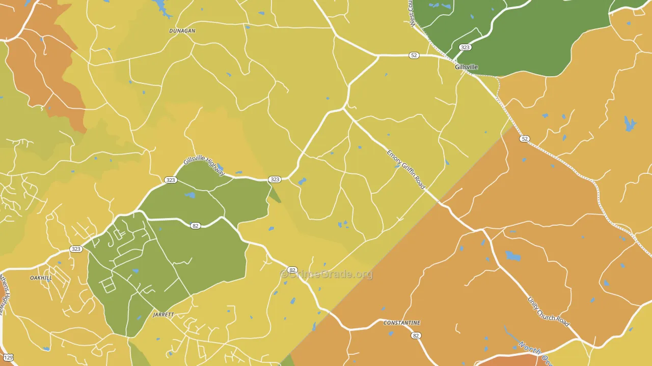 Gillsville, GA Map of Burglary Rates