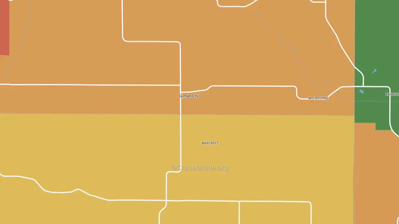 Gilman City, MO Map of Burglary Rates