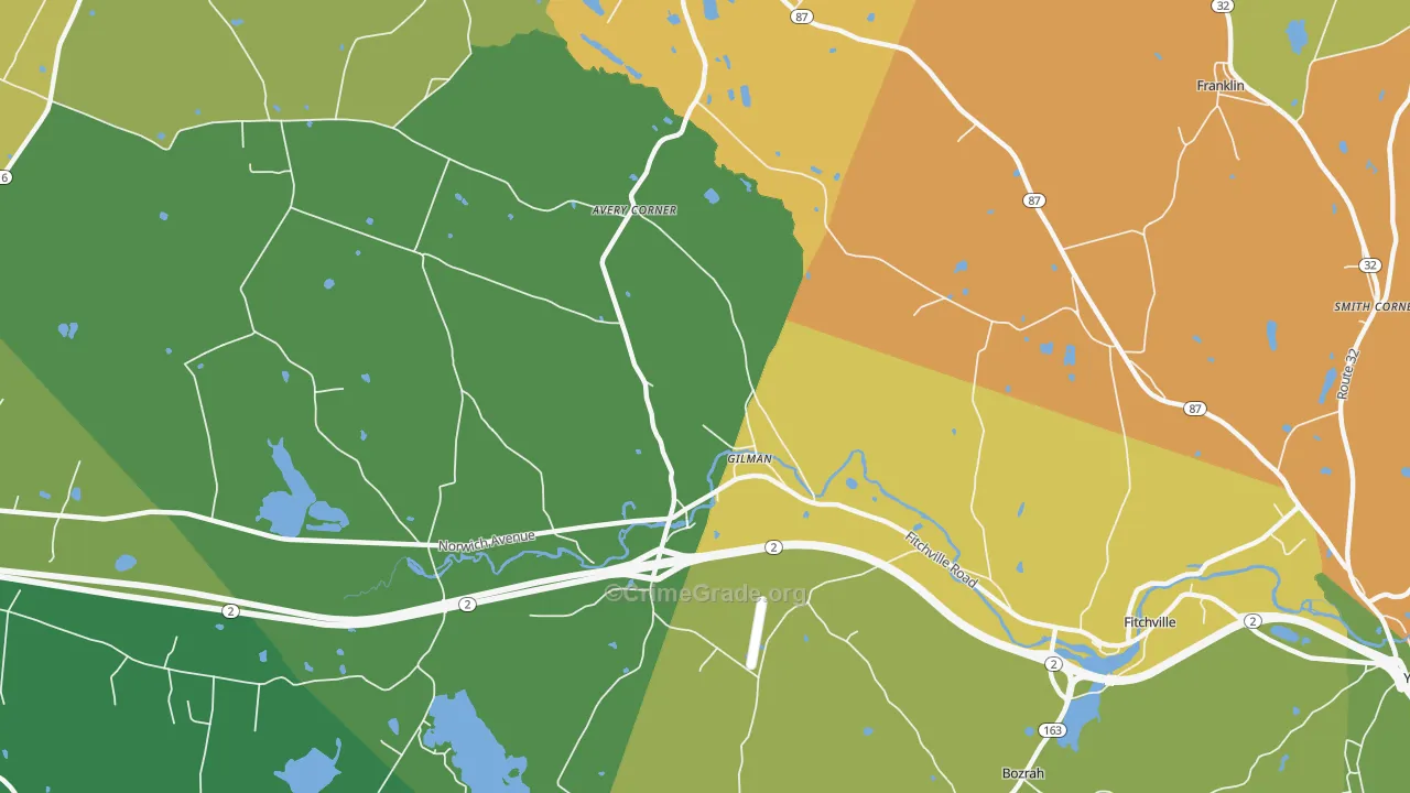 Gilman, CT Map of Burglary Rates