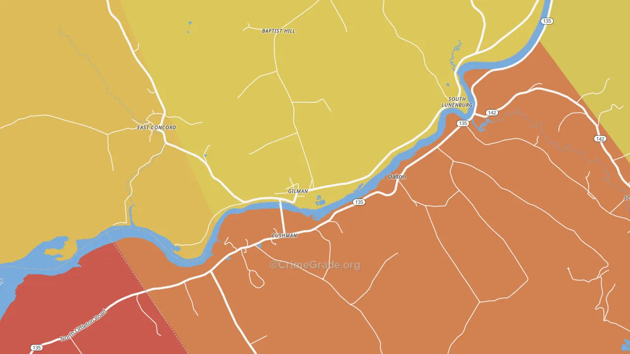 Gilman, VT Map of Burglary Rates