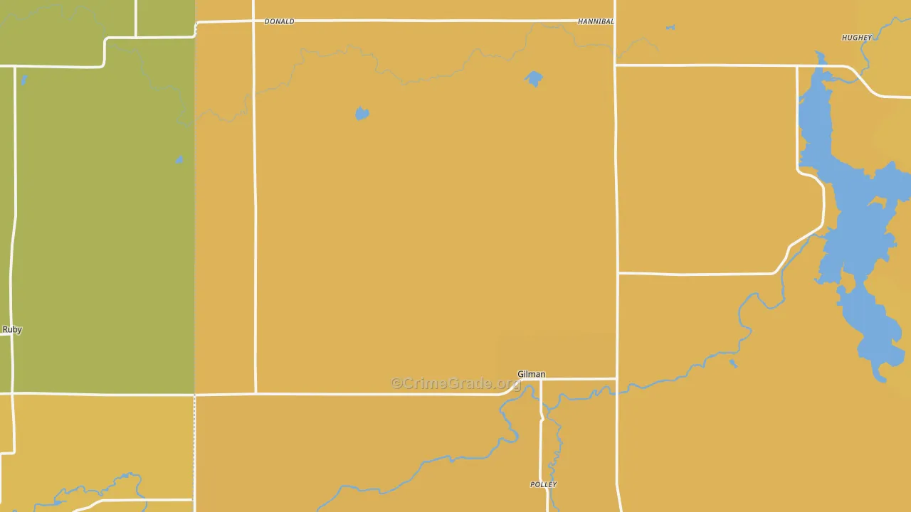 Gilman, WI Map of Burglary Rates