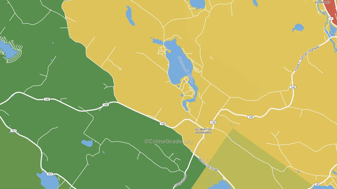 Gilmanton Iron Works, NH Map of Burglary Rates