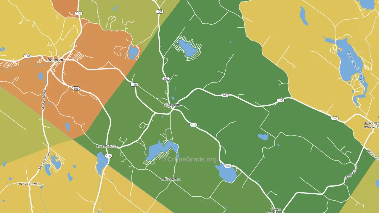 Gilmanton, NH Map of Burglary Rates