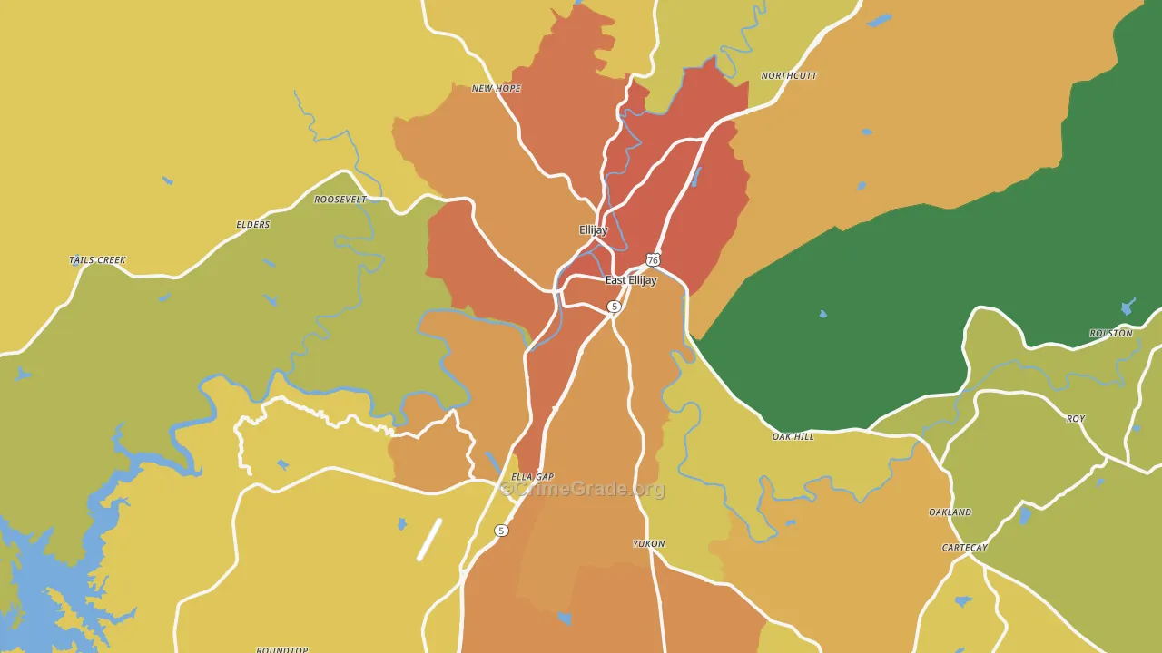 Gilmer County, GA Map of Burglary Rates