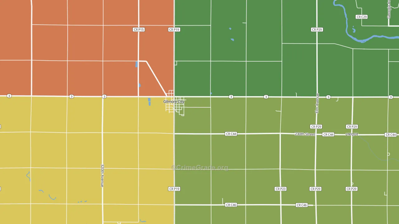 Gilmore City, IA Map of Burglary Rates